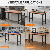 Banc de travail robuste en acier avec plateau en bois massif, table de travail industrielle pour atelier, garage, réparation de machines, entretien