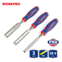 Ensemble de 3 ciseaux à bois WORKPRO, robustes, en acier au chrome-vanadium, pour le travail du bois