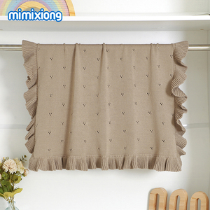 Coperte per Neonati Mimixiong in Vendita, Coperta in Maglia Traforata con Bordo Arricciato, Copriletto per Neonati - Product Image 6