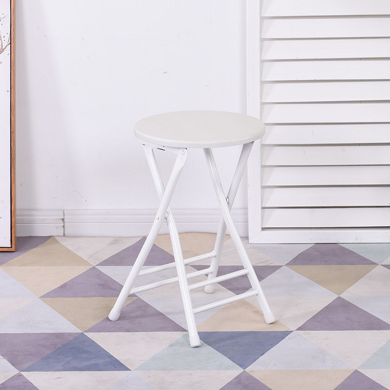 White oak, white frame, backless round stool