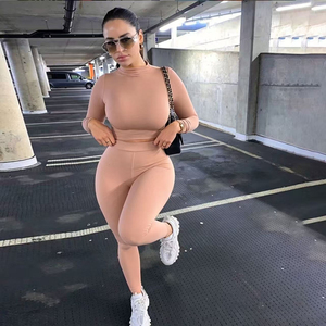 Conjunto de Dos Piezas para Mujer, <span class=keywords><strong>Top</strong></span> Corto Multicolor y Pantalones Deportivos Casuales, Ecológicos, de Secado Rápido, en Oferta, Diseño Sólido - Product Image 2