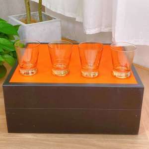 Amber Glass Decanter and Cup Set 5 Pieces Ribbed Design Drinkware Set Gifts for Whiskey and Home Bar Packing <b>Box</b> Sets - Product Image 3