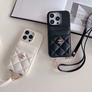 Étui de téléphone de luxe matelassé en cuir avec porte-cartes et cordon pour iPhone 17 16 15 <span class=keywords><strong>Pro</strong></span> Max 14 <span class=keywords><strong>Samsung</strong></span> <span class=keywords><strong>Galaxy</strong></span> S25 Ultra - Product Image 2
