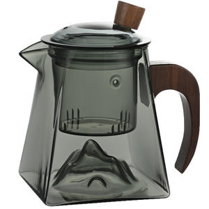 Tetera <span class=keywords><strong>de</strong></span> Vidrio <span class=keywords><strong>de</strong></span> Borosilicato Alto Ecológica Minghai Yingzhou X333 Clásica para el Hogar, Calentamiento en Estufa Eléctrica <span class=keywords><strong>de</strong></span> Cerámica, Base <span class=keywords><strong>de</strong></span> <span class=keywords><strong>Madera</strong></span> - Product Image 5