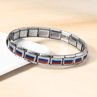 LAMOON Nouvelle Collection Breloque Italie Drapeau National Couleur Argent Compatible Bracelets DIY en Acier Inoxydable 9mm pour Fabrication de Bijoux Cadeau