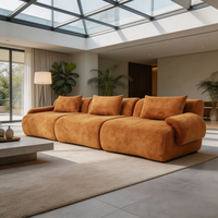 Canapé Nuage Orange Brûlé 3 Places, Fauteuil Lounge Moelleux à Profil Bas, Accent Chaleureux pour un Intérieur Confortable, Design de Mobilier