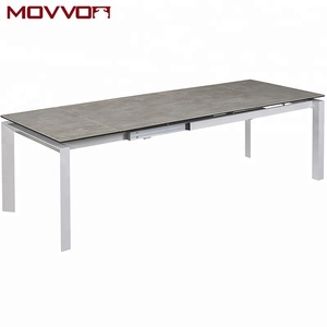Tavolo da pranzo in vetro allungabile in stile moderno nuovo modello di Design con tavolino in metallo di grandi <span class=keywords><strong>dimensioni</strong></span> per ufficio o uso domestico - Product Image 4