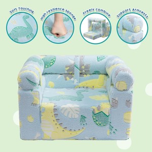 Funda de lana que brilla en la oscuridad, sofá cama 2 en 1 con cojín desmontable para bebés y niños, tumbona para jugar, sofá de lectura para niños pequeños. - Product Image 4