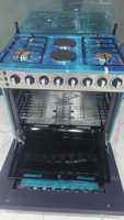 Cuisinière verticale X avec 4 brûleurs à gaz et 2 électriques, four fonctionnant au gaz, brûleur en acier inoxydable avec four