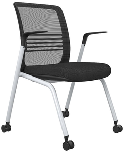 Chaise de formation Borito HY-852, design moderne et léger, dossier en maille respirante, accoudoirs fixes, pliable et empilable, pour bureau - Product Image 2