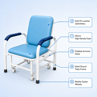 Chaise d'accompagnement pliable en acier inoxydable pour salle de clinique, salle d'attente familiale, chaise d'accompagnant réglable pour hôpital, chaise de repos