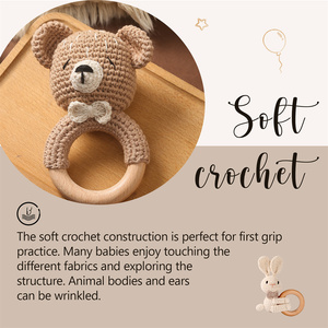 Hochet d'éveil en bois fait main <span class=keywords><strong>pour</strong></span> bébé, hochet en <span class=keywords><strong>crochet</strong></span> en forme d'ours, jouet à agiter <span class=keywords><strong>pour</strong></span> nourrissons et tout-petits - Product Image 4