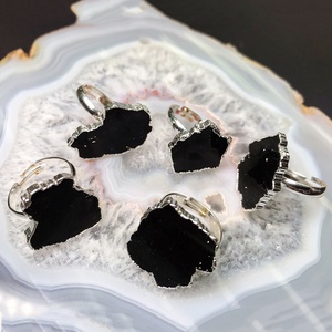 Anello LS-A760 in Pietra Naturale Grezza, Anello alla Moda in Tormalina Nera con Placcatura in Argento, Anello Artigianale <span class=keywords><strong>da</strong></span> <span class=keywords><strong>Uomo</strong></span>, Gioielli di Tendenza - Product Image 2