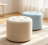 Tabouret bas moderne et compact, banc de style pierre, robuste, durable, en tissu imperméable et écologique, rouge, pour appartement, chambre, salle à manger, usage extérieur