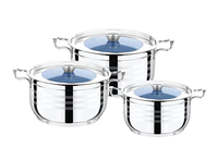 Grand ensemble de casseroles en acier inoxydable neuf avec fond à induction pour usage domestique, comprenant des marmites et des casseroles