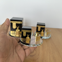 Décorations créatives de l'Aïd Ensemble de trois pièces de la Kaaba ronde minimaliste moderne Ornement décoratif en cristal souvenir de voyage en Arabie saoudite
