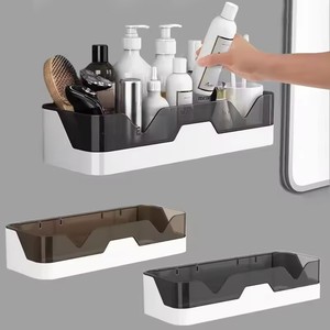 Étagère de salle de bain organisateur douche support de rangement <span class=keywords><strong>noir</strong></span> étagères d'angle mural en aluminium toilette shampooing support sans perceuse - Product Image 2