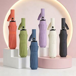 Échantillon gratuit, logo personnalisé, parapluie promotionnel de voyage, 3 plis, pongee, pliable, imperméable, coupe-vent, parapluie automatique avec impression de logo - Product Image 2