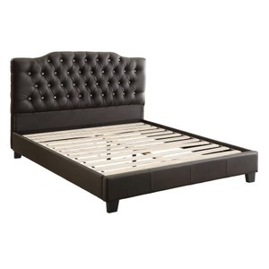 Modern Faux Leather Gorgeous <b>Queen</b> <b>Size</b> <b>Bed</b> Bedframe Modern Tufted Upholstered Headboard Bedroom Furniture - Product Image 3