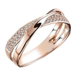 Anillos de Compromiso Cruzados de Dos Tonos Simples en Oferta, Joyería para Mujer - Product Image 3
