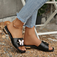 Sandales et pantoufles d'été légères à paillettes papillon, élégantes et de haute qualité pour femmes, vente en gros