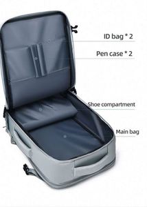 Custom Logo High Quality Large Capacity <b>Compression</b> Expandable Black Storage <b>Bag</b> Business Computer Laptop Backpack for Travel - Product Image 3