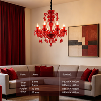 Lustre d'hôtel pour plafonds hauts, Lustre de salon et de chambre, Lustres rouges de style français