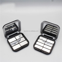 En stock, prêt à être expédié, étui compact magnétique carré noir mat portable pour le rangement de fards à paupières, de blush et de rouge à lèvres