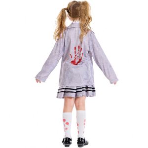 Costume de cosplay d'horreur vampire zombie pour filles et garçons, costumes d'Halloween pour enfants, style étudiant, déguisement de zombie sanglant pour le carnaval - Product Image 3
