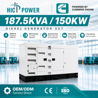 Groupe électrogène diesel Cummins silencieux de 150 kW 187,5 kVA avec capot insonorisé pour l'irrigation agricole et la sauvegarde d'énergie
