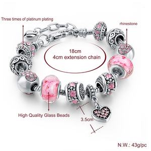 Di fascino di Colore Rosa D'argento Del Braccialetto Del Braccialetto Dei Monili Per Le Donne Ragazze Intelligenti Braccialetti di Fascino Dei Monili - Product Image 4