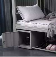 Lits superposés en métal robustes avec escalier de rangement, double étage, modernes pour adultes