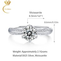 Bague de Fiançailles GRA en Argent Sterling 925 Massif Plaqué Rhodium avec Moissanite VVS et Diamant de Laboratoire pour Femme – Vente en Gros