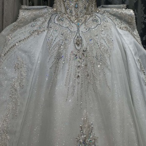 Wx289 Strapless Dress With Rhinestone Sequins Embellishments Heavy Industry <b>Wedding</b> Dress Jancember - Product Image 4
