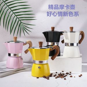 1/2/3/4/6/9/12cups Pot Moka noir en aluminium métal Cafetière Demitasse Espresso Cafetière Moka avec manche en bois - Product Image 4