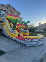 Vente flash : toboggan aquatique gonflable 8*4m en PVC, logo personnalisé en couleur, pour équipement de parc de trampoline commercial intérieur/extérieur