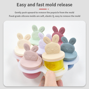 Moules à glace en silicone en forme de lapin pour enfants, 7 cavités, qualité alimentaire, pour la fabrication de glaces maison - Product Image 3