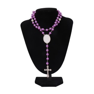 뜨거운 판매 개인 인쇄 묵주 목걸이 승화 공백 타원형 삽입물과 묵주 보석 목걸이 - Product Image 5