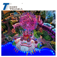 Modèle architectural imprimé en 3d pour parc d'attractions, architecture paysagère abondante