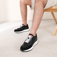 Baskets rehaussantes décontractées pour hommes en cuir et maille respirante, durables, avec logo personnalisable, pour le quotidien, les affaires et les soirées
