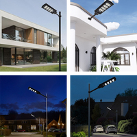 Éclairage public extérieur haute luminosité IP67 télécommande 50w 100w 150w 200w 300w tout en un lampadaire extérieur à énergie solaire