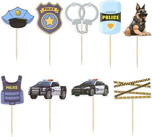 Polizei-Cupcake-Topper, Polizisten-Geburtstags-Cupcake-Stecker, Polizei-Kuchendekoration für Polizei-Emblem-Themen-Geburtstagsfeier - Product Image 3