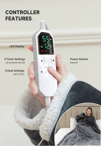 Manta Térmica Infrarroja Automática Portátil con 8 Niveles de Calentamiento, Alivio del Dolor Corporal, Certificación CE, Lavable a Máquina, con Bolsillo para Pies - Product Image 3