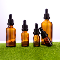 Flacons compte-gouttes en verre vert de plusieurs tailles, bouchons pipette noirs opaques, pour huiles essentielles, sérums faciaux, contenants cosmétiques vides