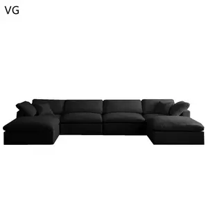 Yeni modern tarzı mobilya siyah kumaş yatak odası mobilyası otel daire Suite oturma odası kanepe