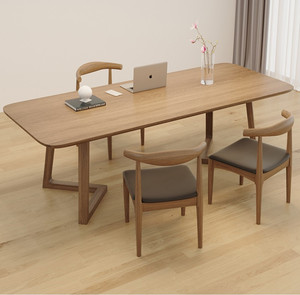 Maokangyun Nordic Volledig Massief Hout Duurzaam Kantoor <span class=keywords><strong>Computer</strong></span> Bureau Huis Woonkamer Groot Boek Eenvoudige Dubbele Studie Tafel Model 192 - Product Image 1