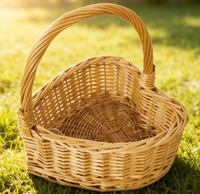 Panier de rangement tressé HN avec poignée, écologique, fait main, moderne, multifonctionnel, panier de demoiselle d'honneur en osier et rotin