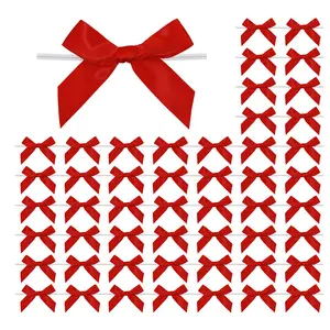 Заводская оптовая продажа, готовые, 50 шт., 3 дюйма, винно-красная атласная лента, заварочный галстук, Подарочные банты, бордовые предварительно завязанные банты для упаковки