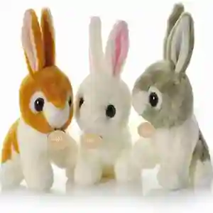 Coelho de pelúcia macia, coelho de pelúcia macia cinza/marrom/branco, brinquedo de coelho para presente