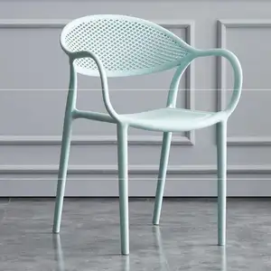 Simple Backrest Armrest Plastic Chair Stackable Home Dining Chair